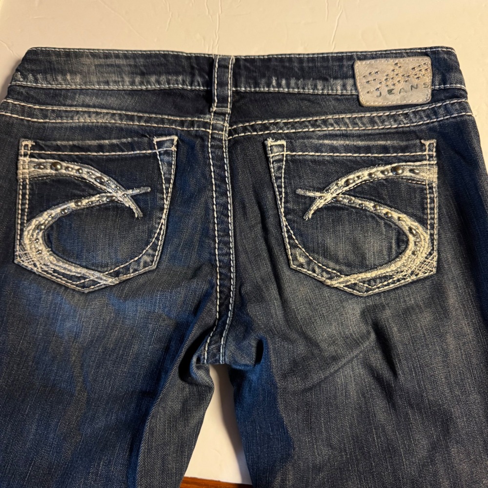 Silver Jeans Aiko Bootcut Embellished‎ Pockets Dark Wash Denim Jeans 29